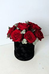 A box of red roses