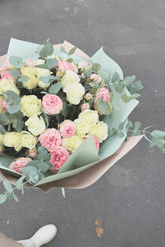 Bouquet of roses with eucalyptus